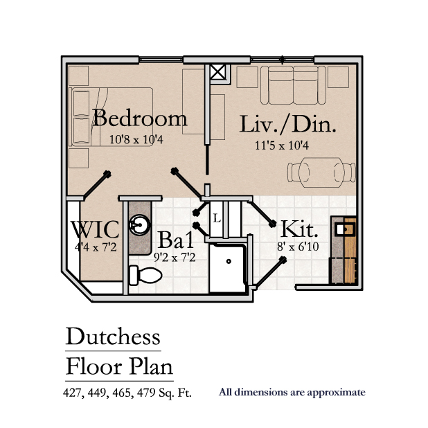 Southfield Village, Assisted Living, Floorplan, Dutchess