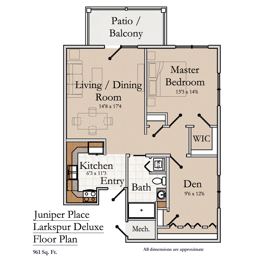 Greencroft Goshen, Independent Living, Floorplan, Larkspur Deluxe