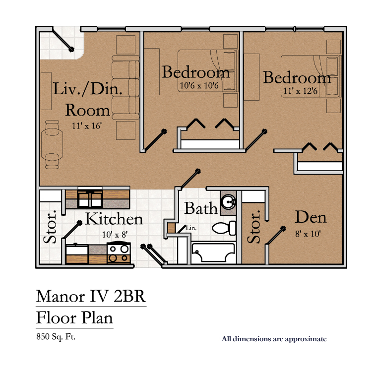 Greencroft Goshen, Independent Living, Floorplan, MIV 2 Br