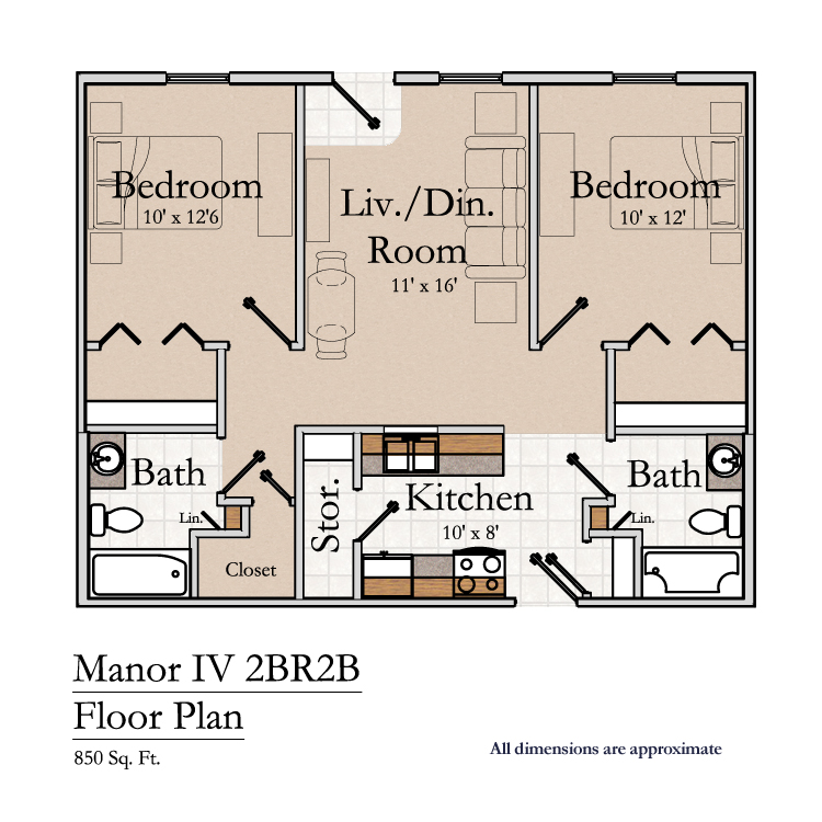 Greencroft Goshen, Independent Living, Floorplan, MIV 2 Br 2 Bath
