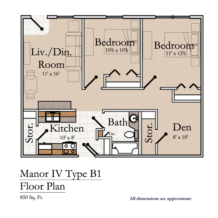Greencroft Goshen, Independent Living, Floorplan, MIV 2 Type B-1