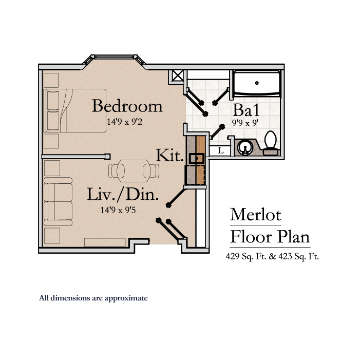 Southfield Village, Assisted Living, Floorplan, Merlot