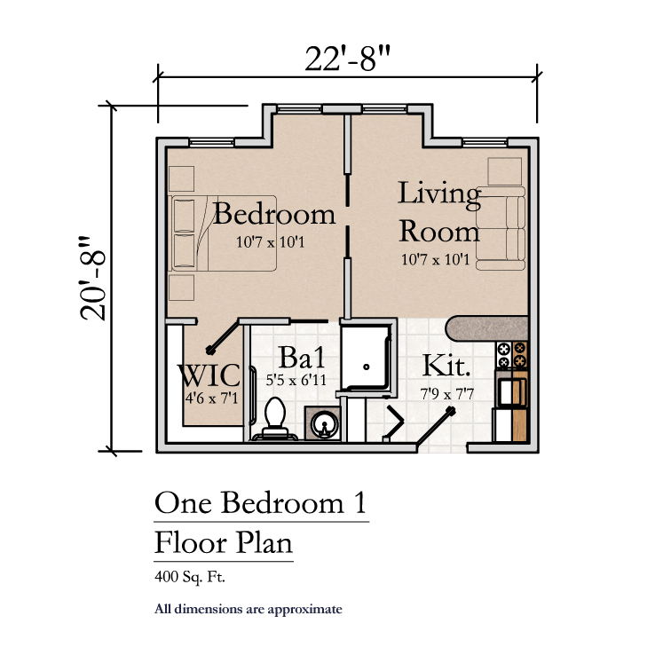 Oak Grove, Assisted Living, Floorplan, One Bedroom 1