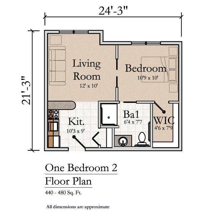 Oak Grove, Assisted Living, Floorplan, One Bedroom 2
