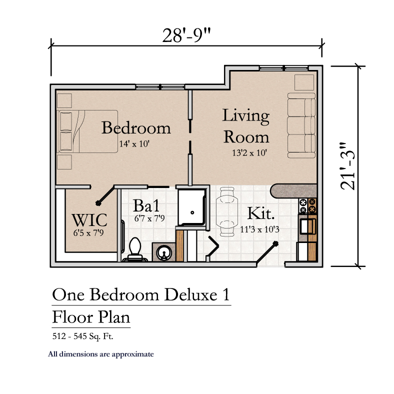 Oak Grove, Assisted Living, Floorplan, One Bedroom Deluxe 1