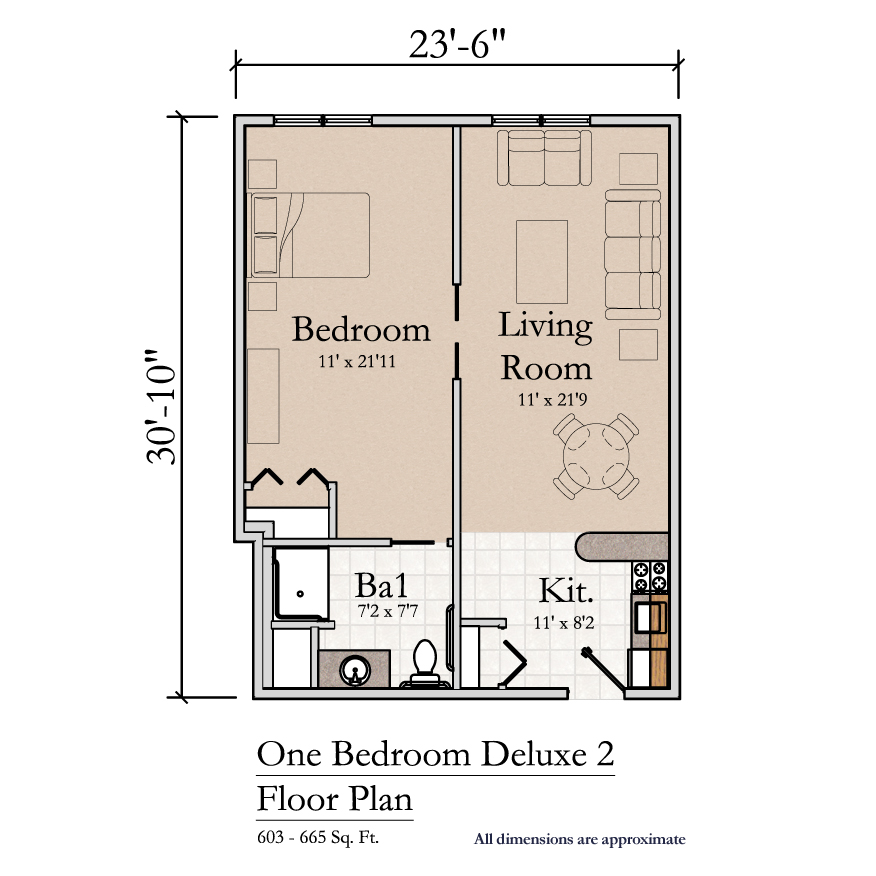 Oak Grove, Assisted Living, Floorplan, One Bedroom Deluxe 2
