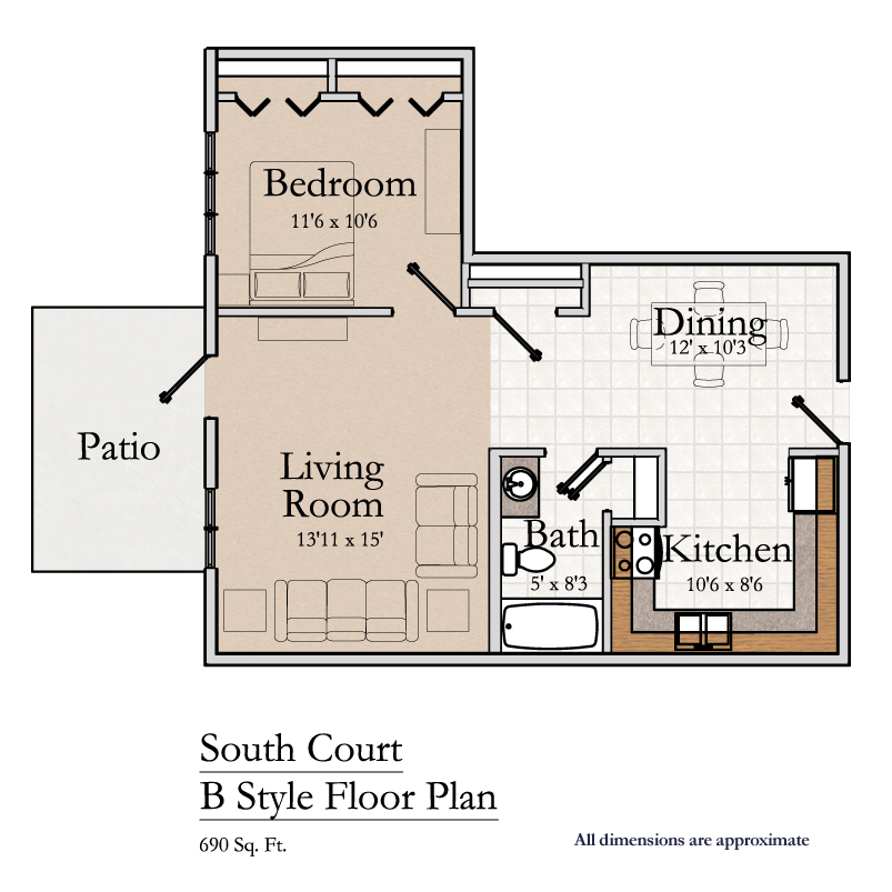 Greencroft Goshen, Independent Living, Floorplan, South Court Style B