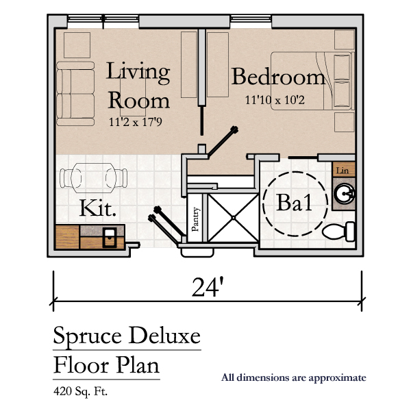 Greencroft Goshen, Assisted Living, Floorplan, Spruce Deluxe