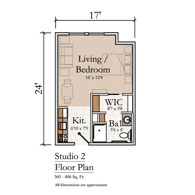 Oak Grove, Assisted Living, Floorplan, Studio 2