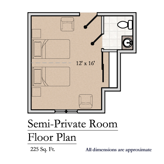 Walnut Hills, Healthcare, Floorplan, NH Semi-Private Room