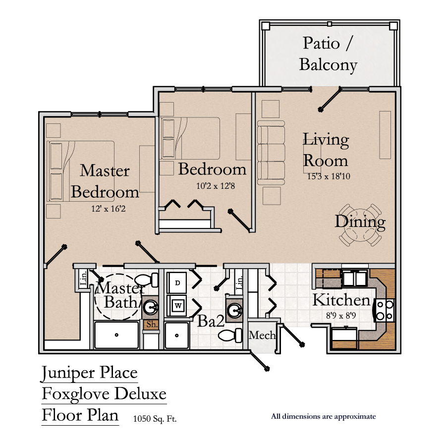 Greencroft Goshen, Juniper Place, Independent Living, Floorplan, Foxglove Deluxe