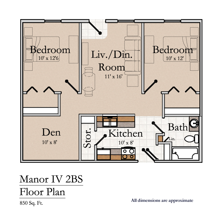 Greencroft Goshen, Manor IV, Independent Living, Floorplan, 2BS
