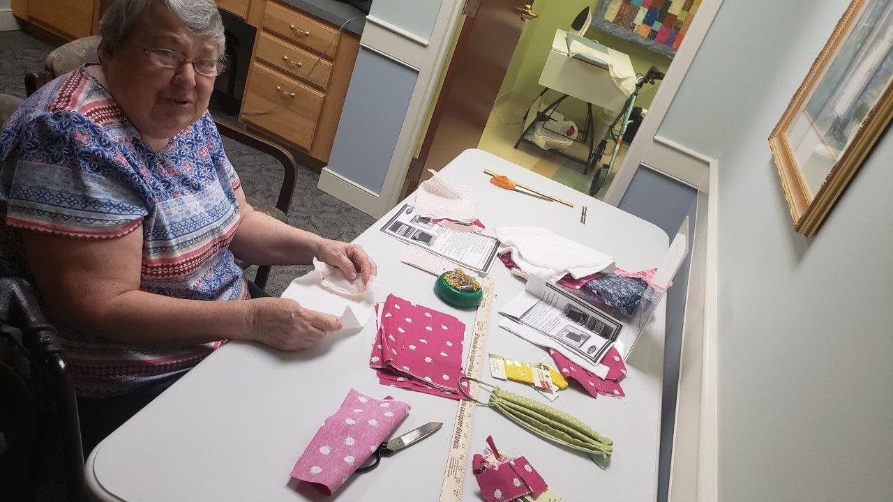 Southfield Village Resident Making Mask