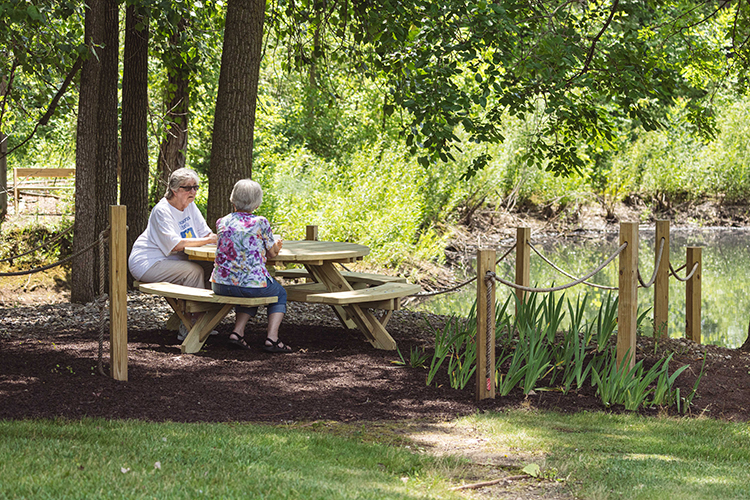 Picnic Table at the Greencroft Goshen Pond