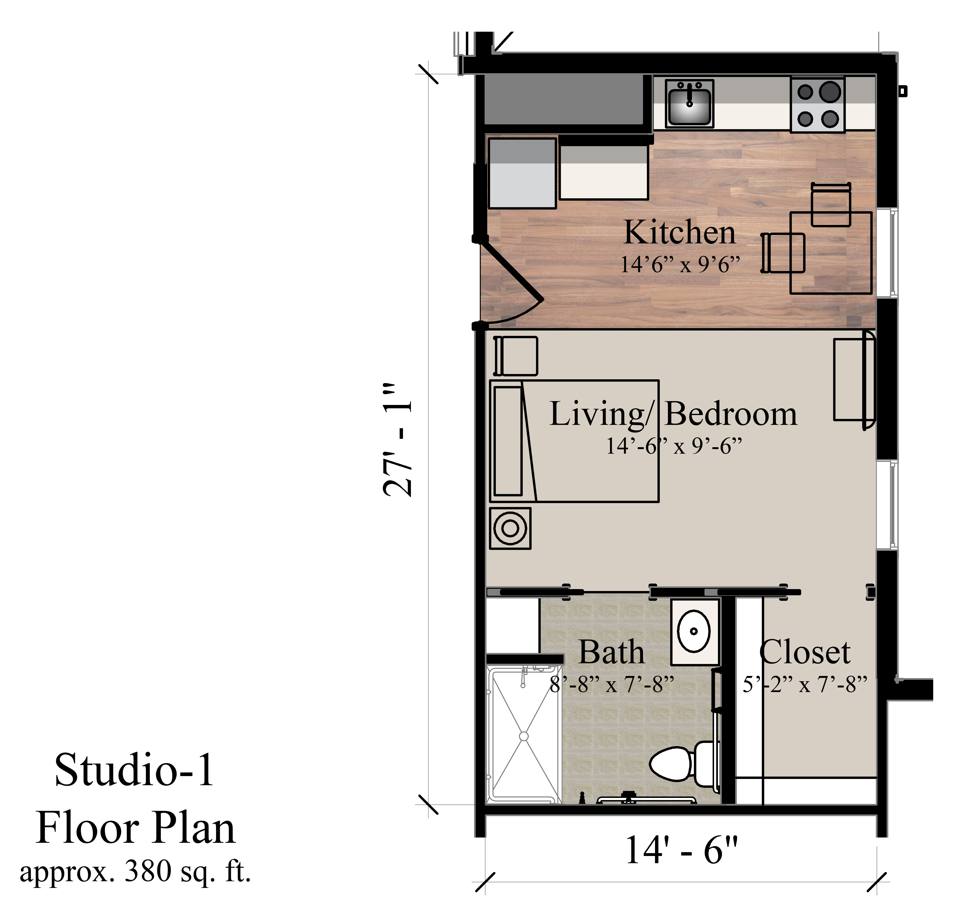 Oak Grove Catered Living Studio 1 Floorplan
