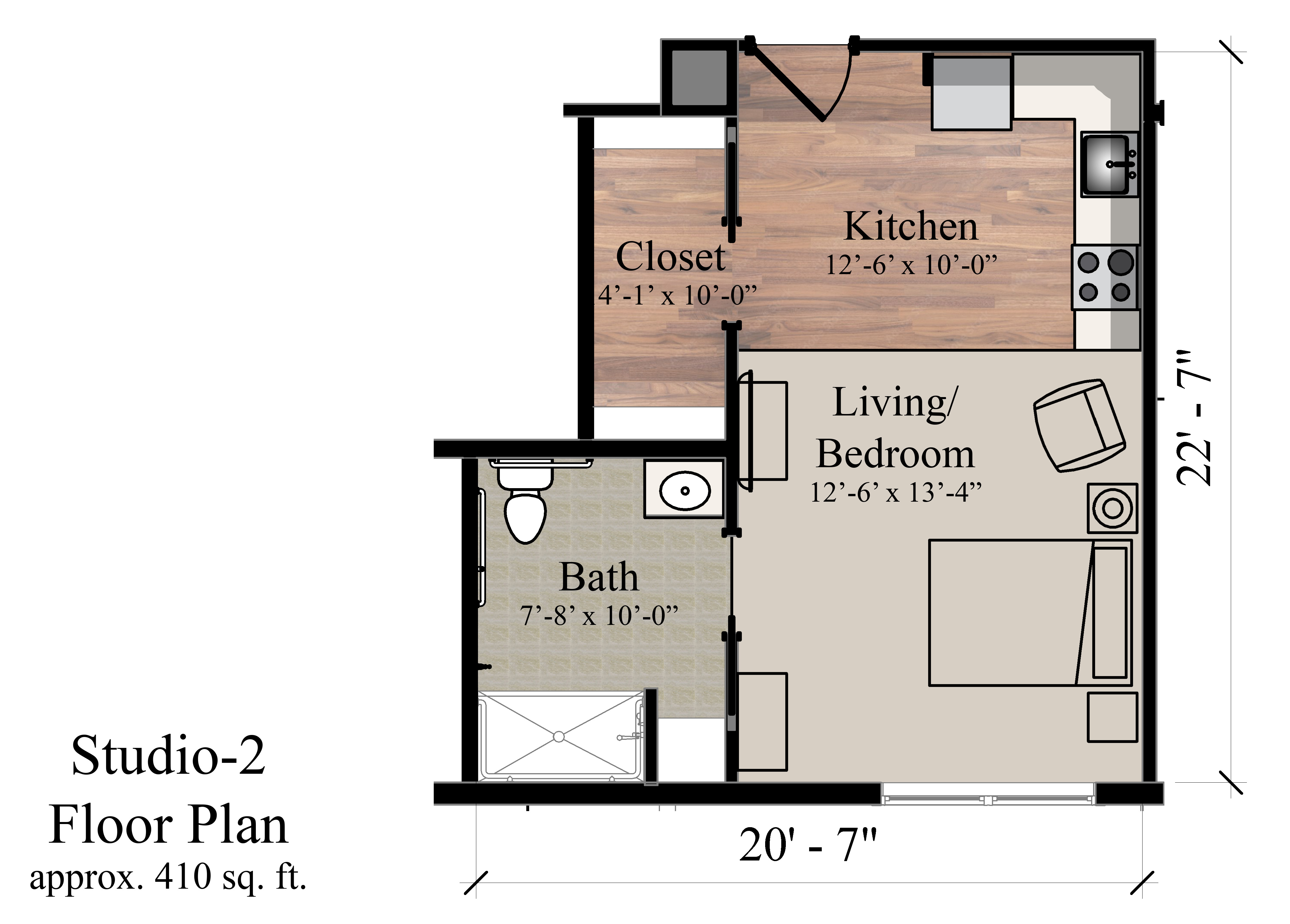 Oak Grove Catered Living Studio 2 Floorplan