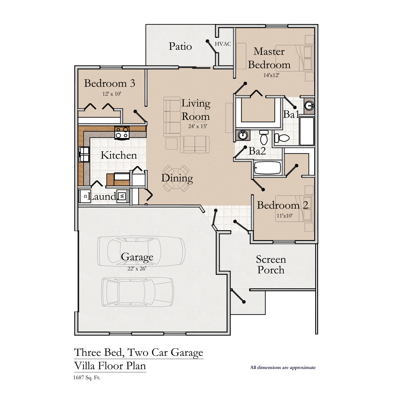 Great Lakes Three Bedroom Two Car Villa