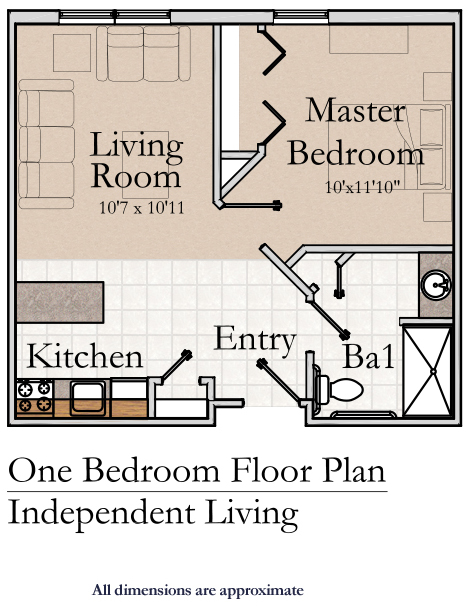 Hamilton Grove IL 1 BR floorplan