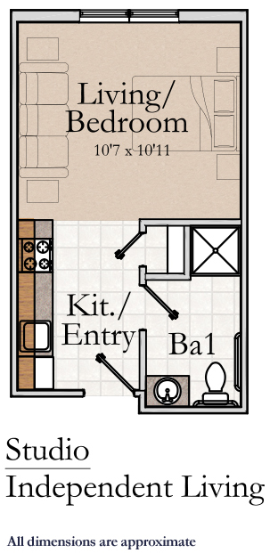 Hamilton Grove IL Studio floorplan